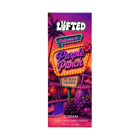 Purple Punch 30 % THCA-B + 30 % THCB 2 ml från Lyfted i lila förpackning
