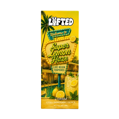 Super Lemon Haze 30 % THCA-B + 30 % THCB vape 2 ml från Lyfted i gul förpackning
