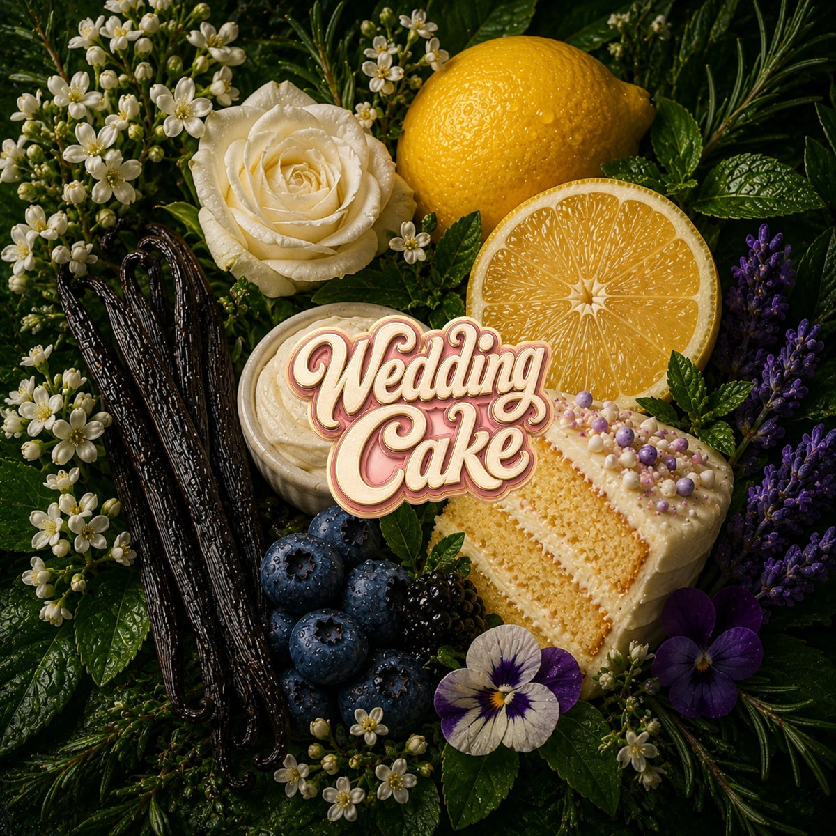 Doftprofilen bakom Wedding Cake — vanilj, citron, vit ros och bär