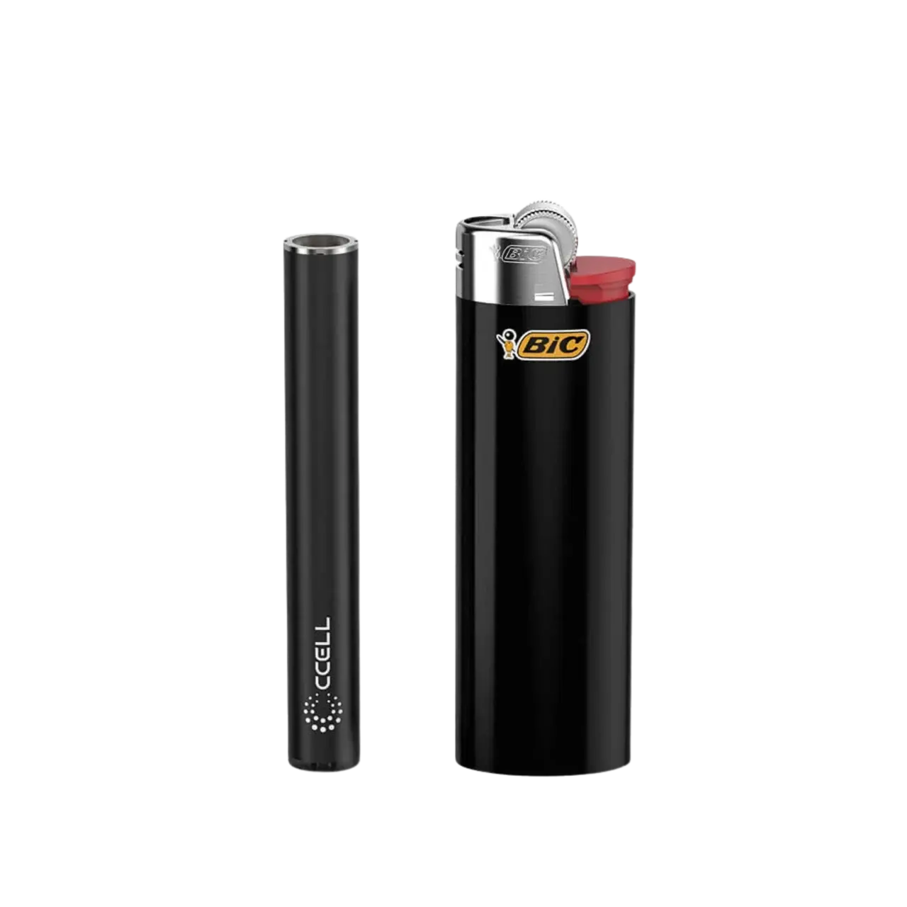 CCELL M4 bredvid en vanlig tändare för storleksjämförelse