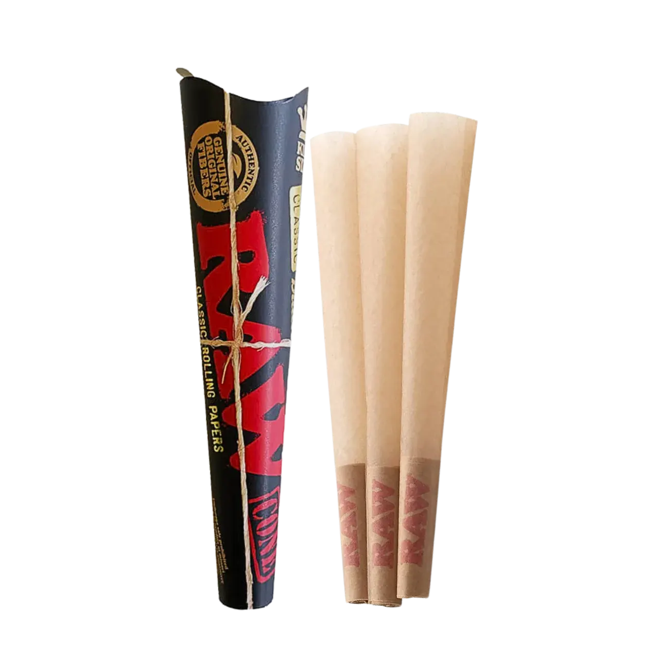 RAW Black King Size färdigrullade cones, 3-pack, förpackning