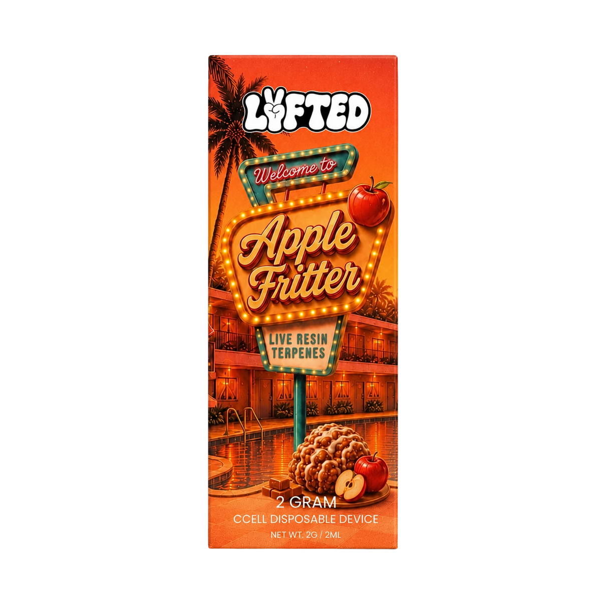 Apple Fritter 30 % THCA-B + 30 % THCB 2 ml från Lyfted i orange förpackning