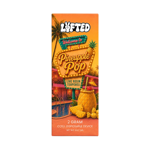 Pineapple Pop 30 % THCA-B + 30 % THCB 2 ml från Lyfted i orange förpackning