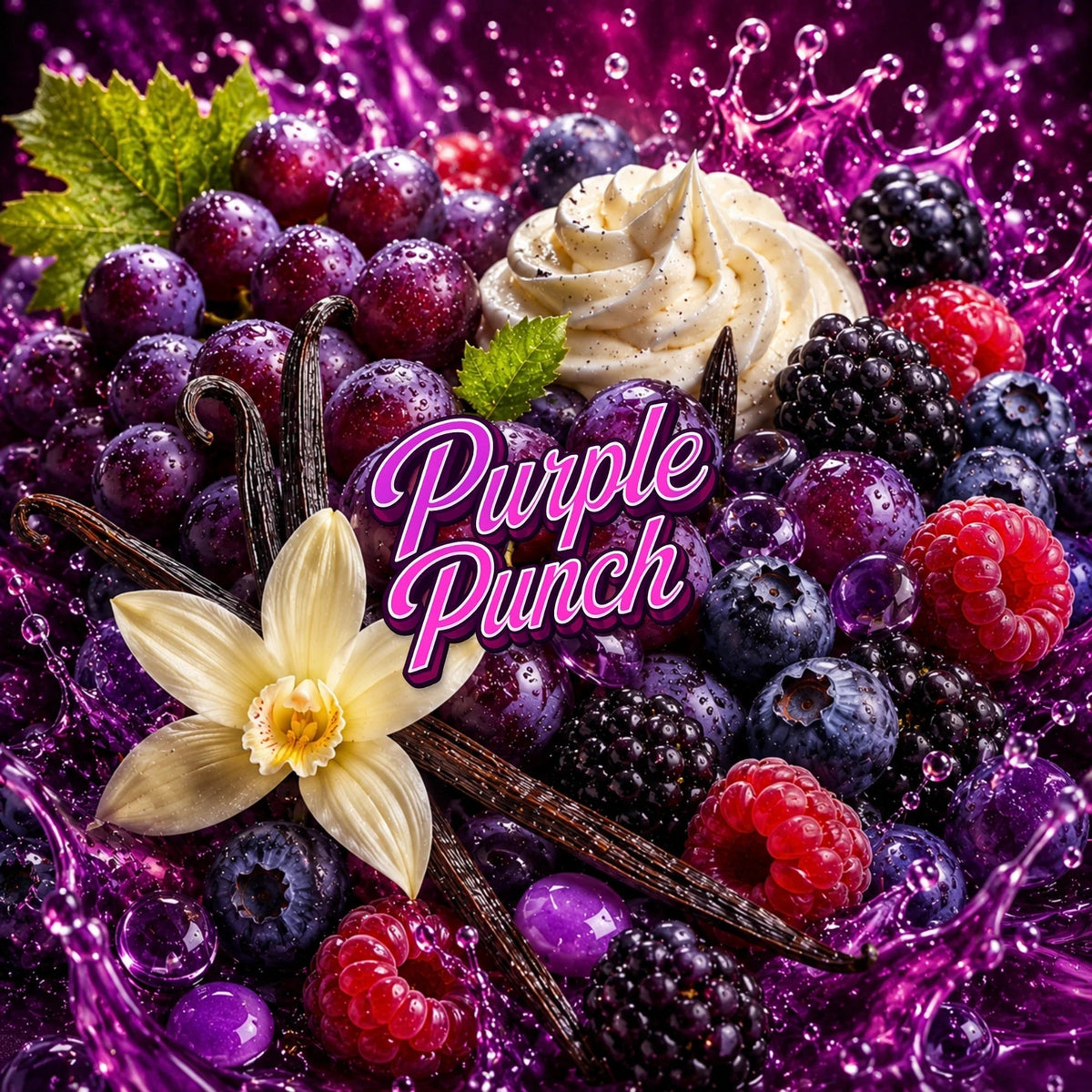 Doftprofilen bakom Purple Punch — mörk druva, blåbär, björnbär och vanilj