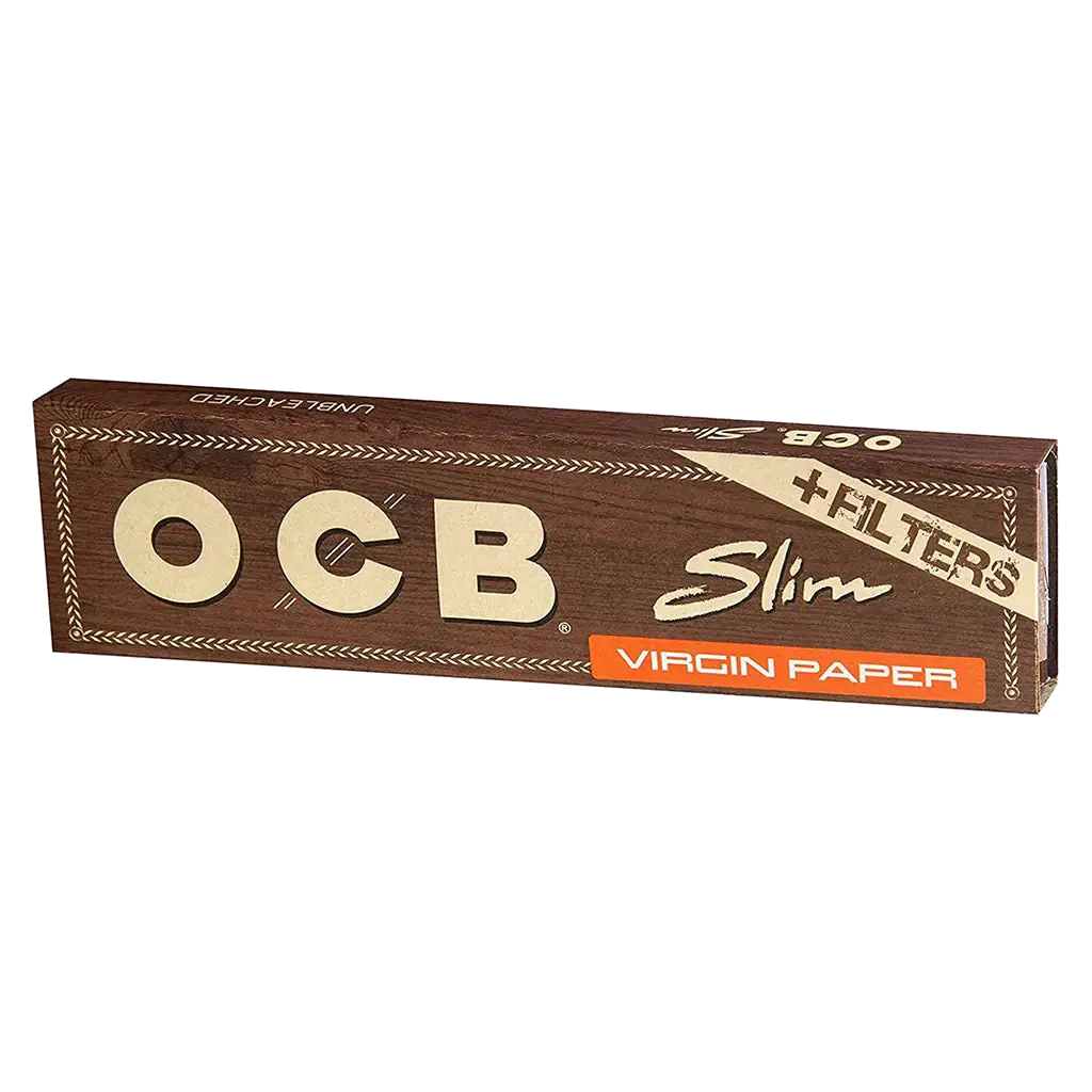 OCB Virgin King Size Slim-häfte med tips, oblekt brunt papper