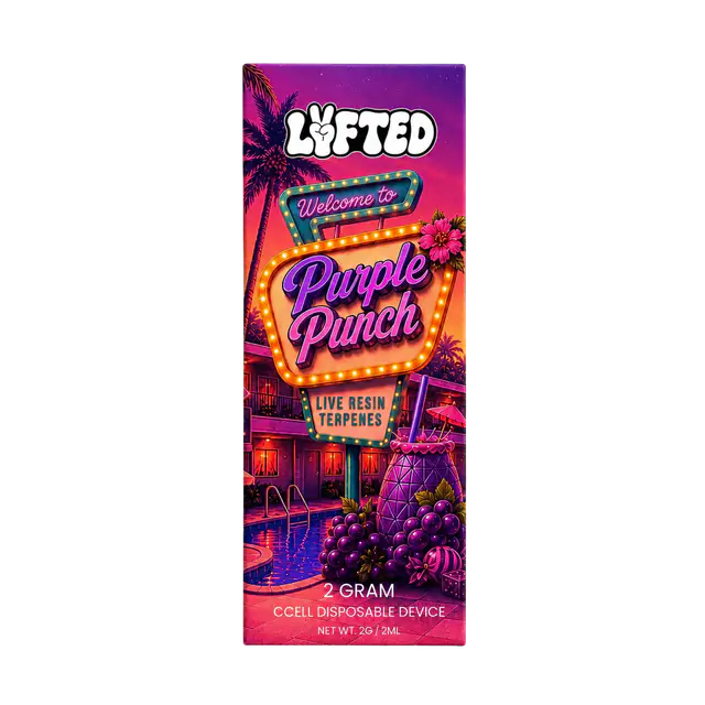 Purple Punch 30 % THCA-B + 30 % THCB 2 ml från Lyfted i lila förpackning