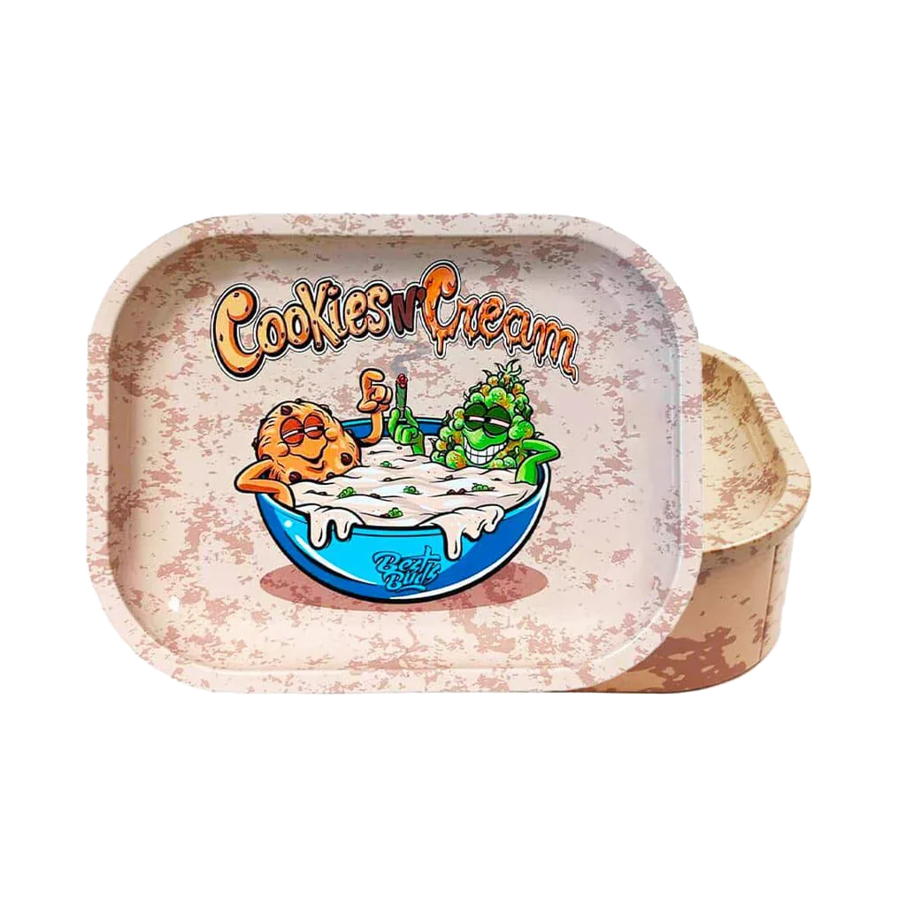 Best Buds Tin Box i motivet Cookies 'N' Cream: bricka lyft från förvaringsboxen